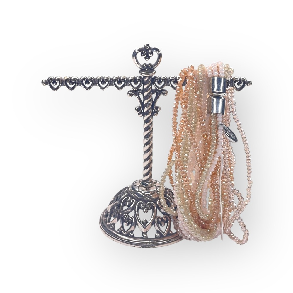 new Stella + Ruby ❃ Multi Strand Glass Bead Necklace ❃ Silver Cashmere Champagne - Picture 9 of 16
